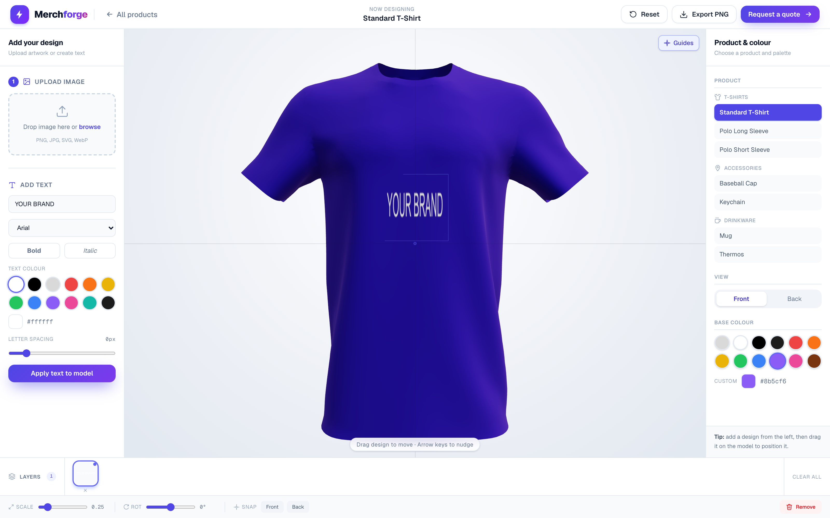 Adding custom text to a product in the Merx builder